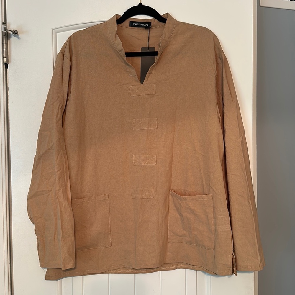 Incerun Men’s Casual long sleeved shirt XL